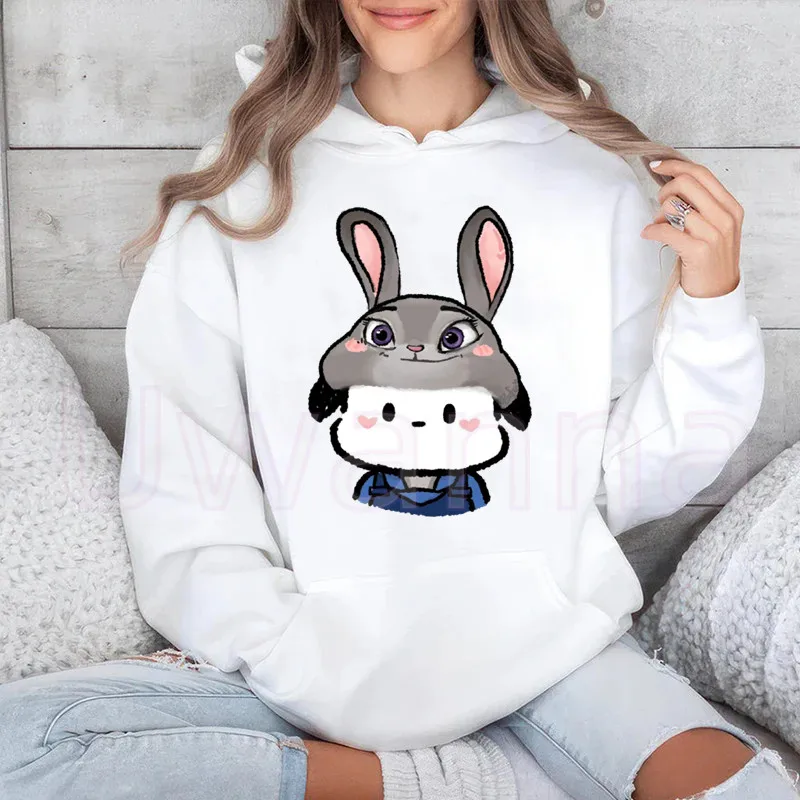 Pochacco Cosplay Graphic Print Judy Bunny Women Hoodies Fashion Casual Toy Story Hoodie Fleece Kawaii Pooh Bear Hoody Clothes