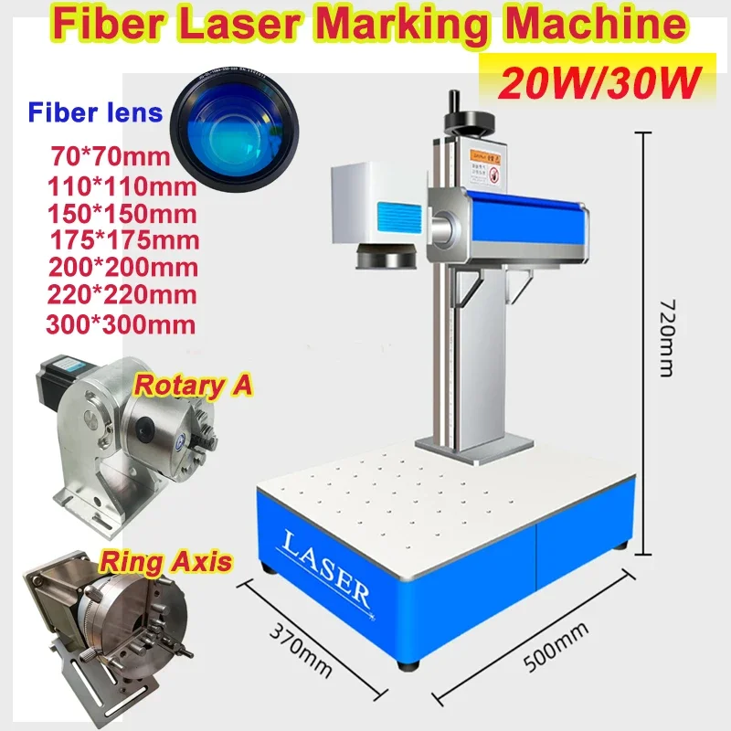 Desktop Mini Fiber Laser Marking Machine Metal Engraving Machine for PVC Plastic Stainless Steel Cartoon Package 20W 30W