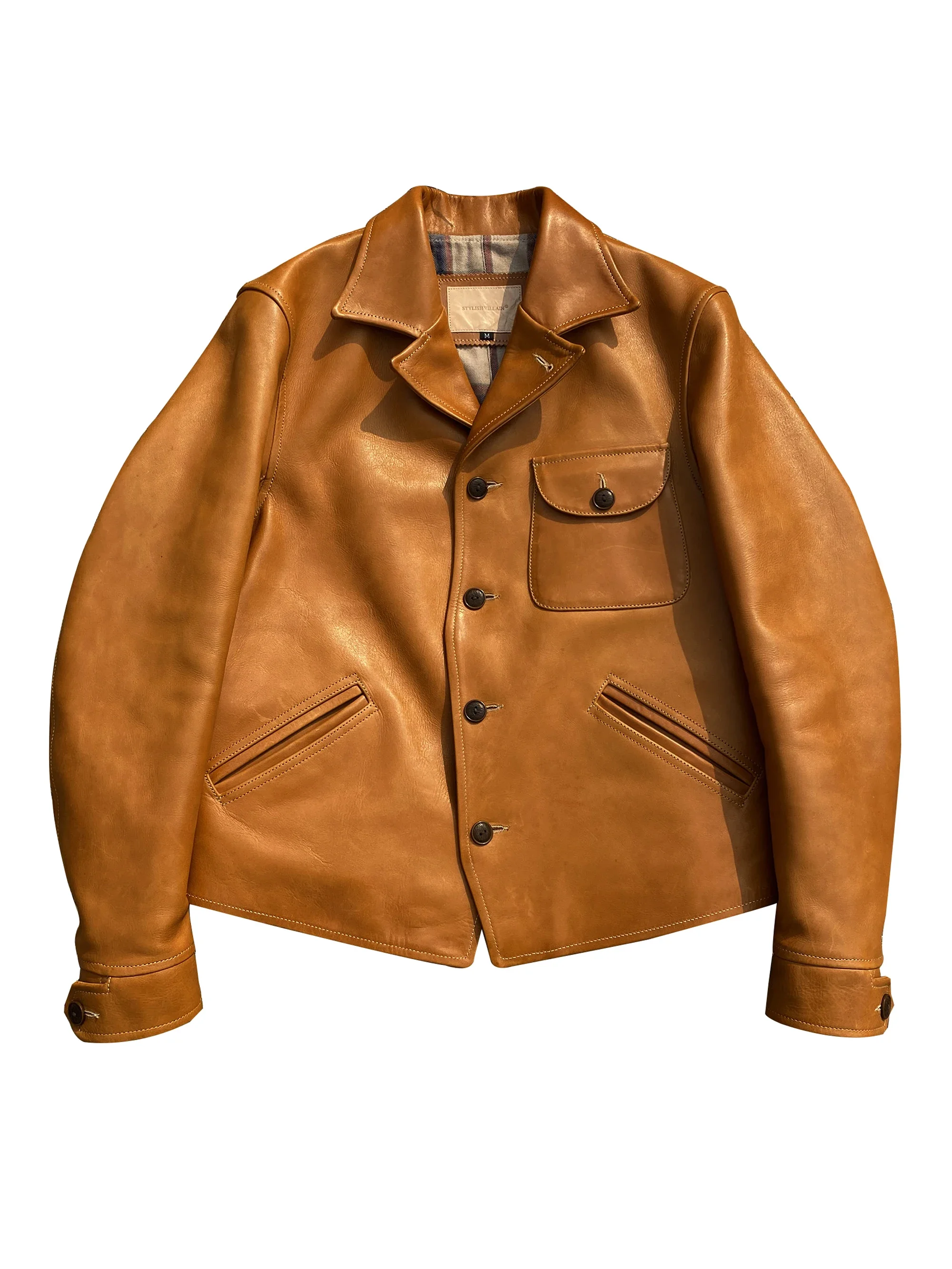 LNY!Wholesales.Super Luxury thick real leather jacket.Vintage style slim fit men cowhide coat.Classic Rider leather wear.2024