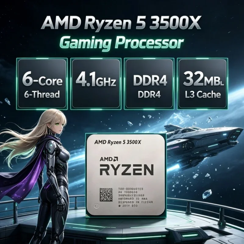 AMD Ryzen 5 3500X R5 6-Core 6-Thread L3=32M 7nm 3.6GHz Up to 4.1GHz 65W Socket AM4 DDR4 PCIe 4.0 for Gaming Office Video Editing