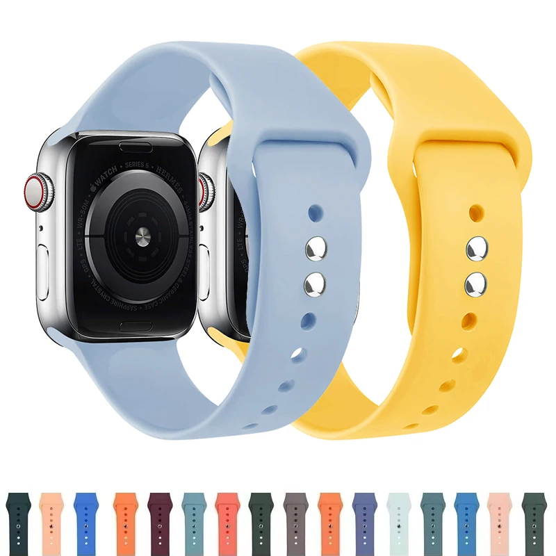 Original Silicone Strap For Apple Watch Band 44mm 38-40 42-46 41-45 46MM 49 mm Bracelet iwatch Serie 10 9 7 4 5 6 8 SE Ultra 2 3