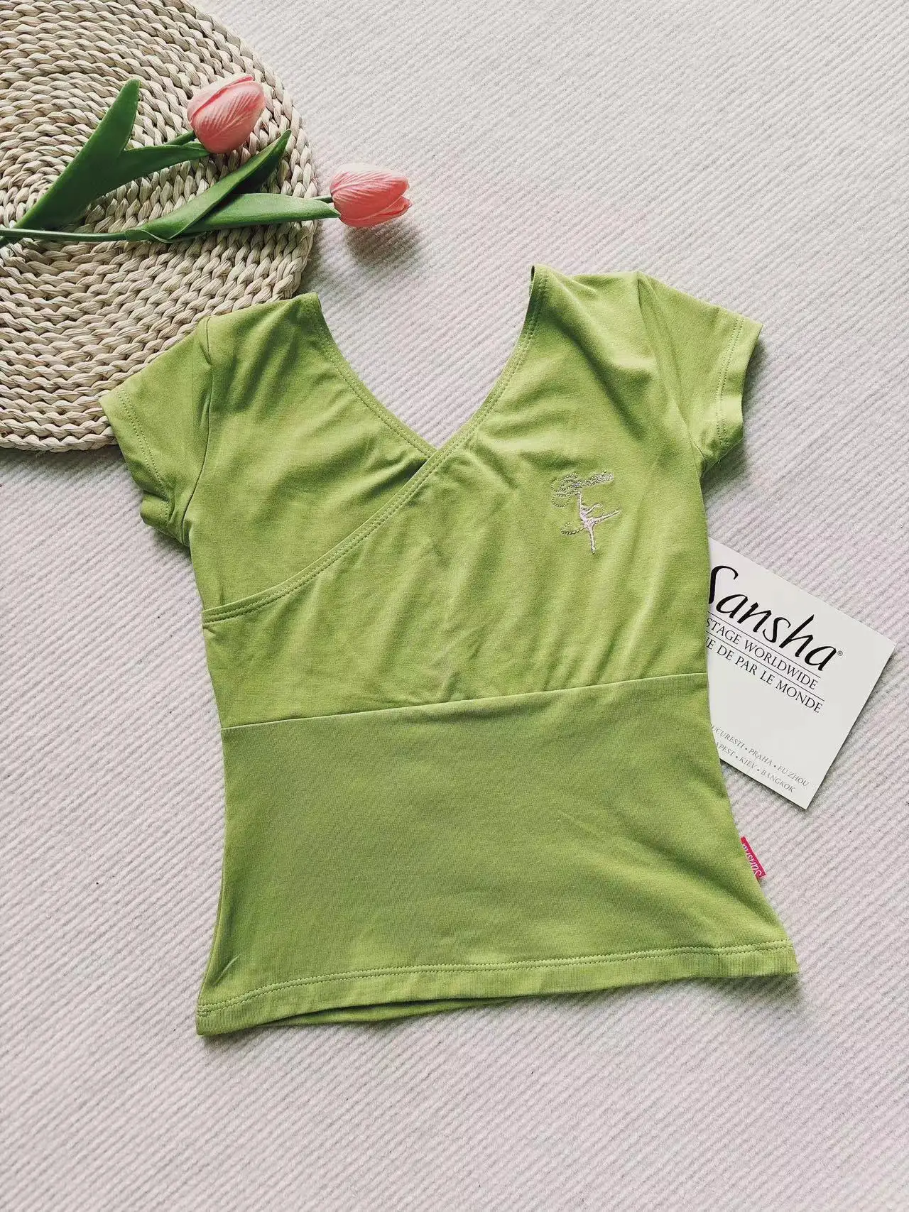 sansha-children's-ballet-costume-t-shirt-short-sleeve-modern-dance-sportswear-female-kids'-uniform-quick-dry-breathable-elastic