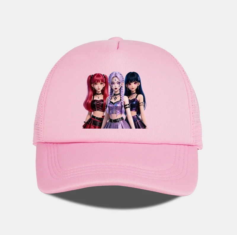 Coole und stilvolle, von K-Pop inspirierte bedruckte Schwamm-Mesh-Kappe: Verstellbar, atmungsaktiv, für den Außenbereich, lässig, Unisex-Sonnenhut – Detail 5