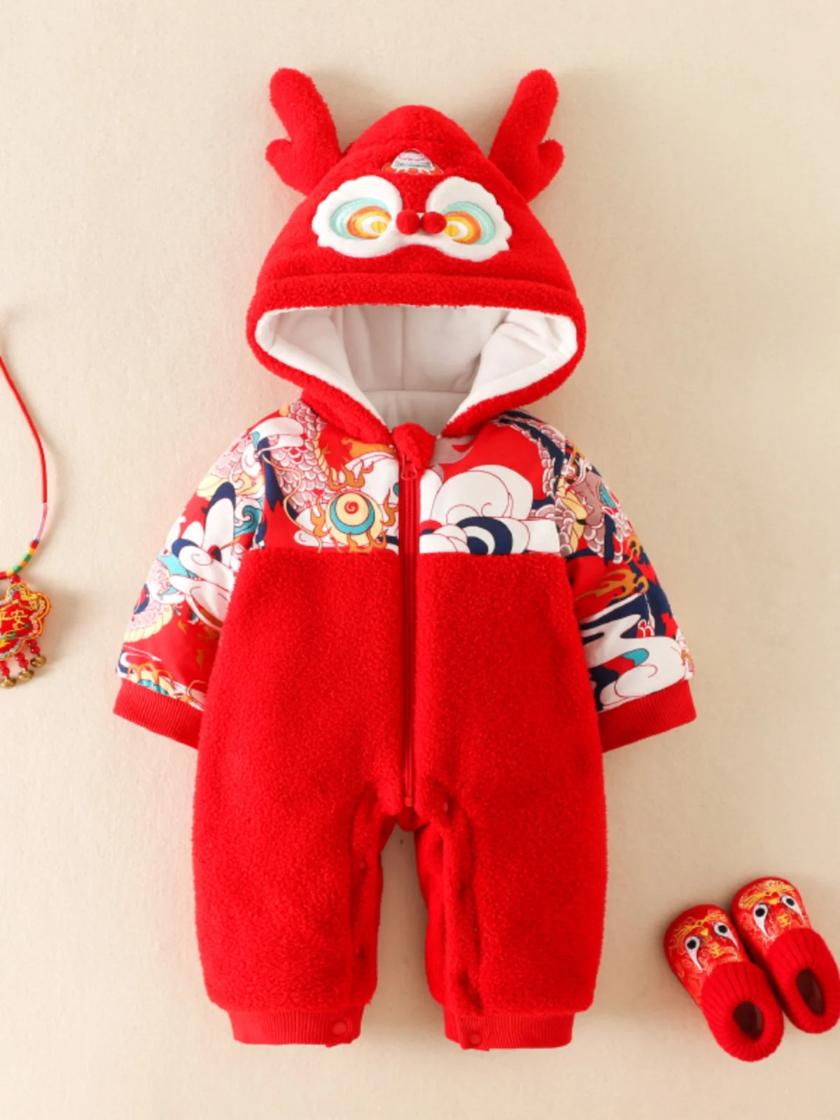 

Утепленный флисовый зимний комбинезон для новорожденных: теплый хлопковый комбинезон на молнии с капюшоном и длинными рукавами, на подкладке