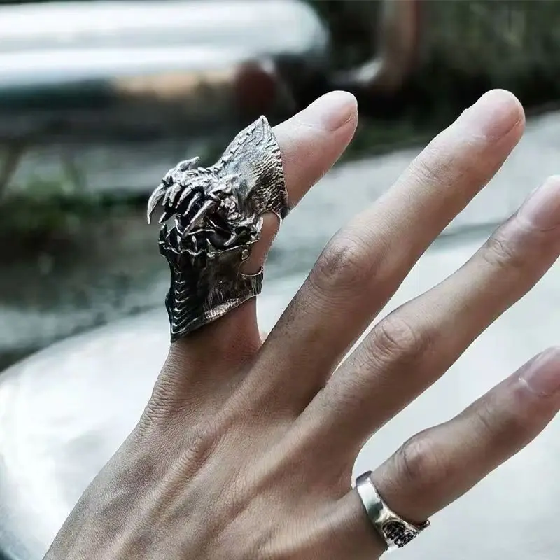 Vintage Teufelsauge-Ring mit Beweglichem Indexfinger, Punk-Statement-Ring, Gotischer Partyschmuck – Detail 2