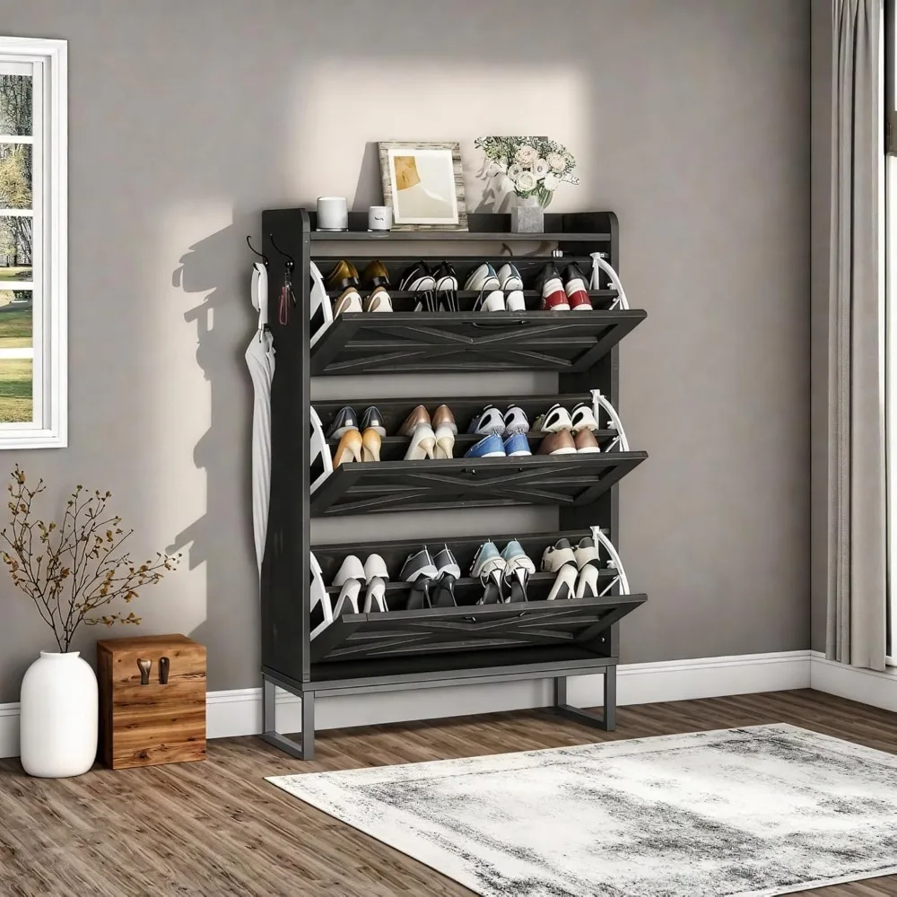 

Shoe Storage Cabinet with Flip Drawers, Narrow Shoe Rack for Entryway, Living Room Hallway, Shoe Cabinets