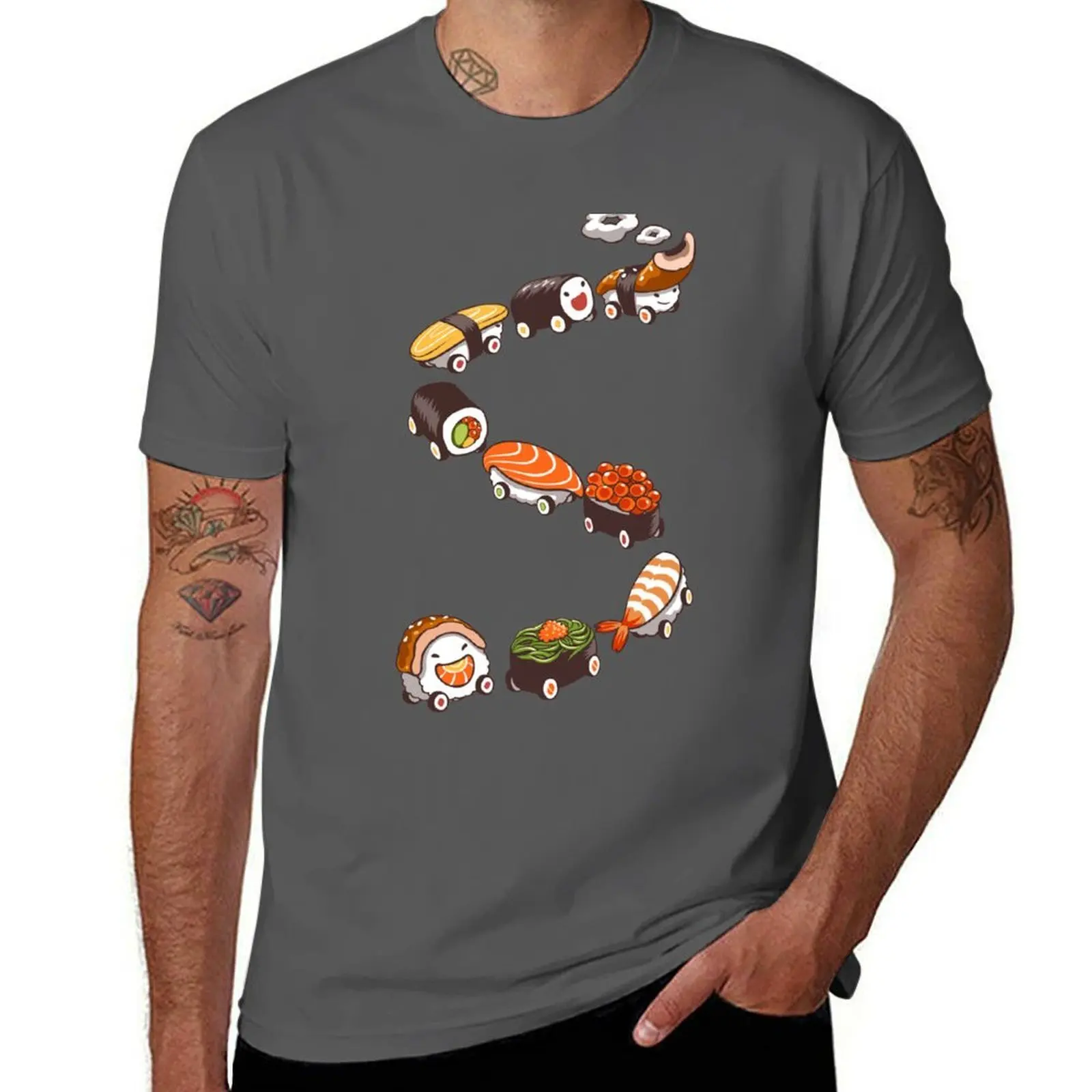 Camiseta de Trabajo Resistente con Diseño de Sushi Nigiri, Salmón, Tamago, Ebi e Ikura