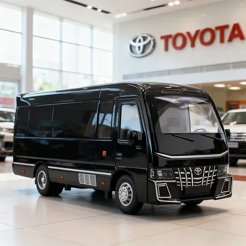 1:33 Toyota Coaster BUS Alloy Model Car Toy Diecasts Metal Casting Sound and Light Car Toys For Children Vehicle