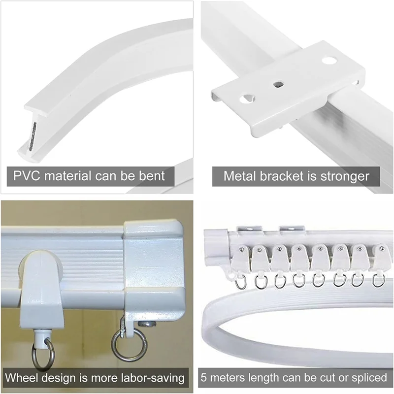 5 Metre Bendable Ceiling Curtain Rail, Flexible Ceiling Curtain Rail, Curtain Rail, Accessories, Curved Curtain Rail