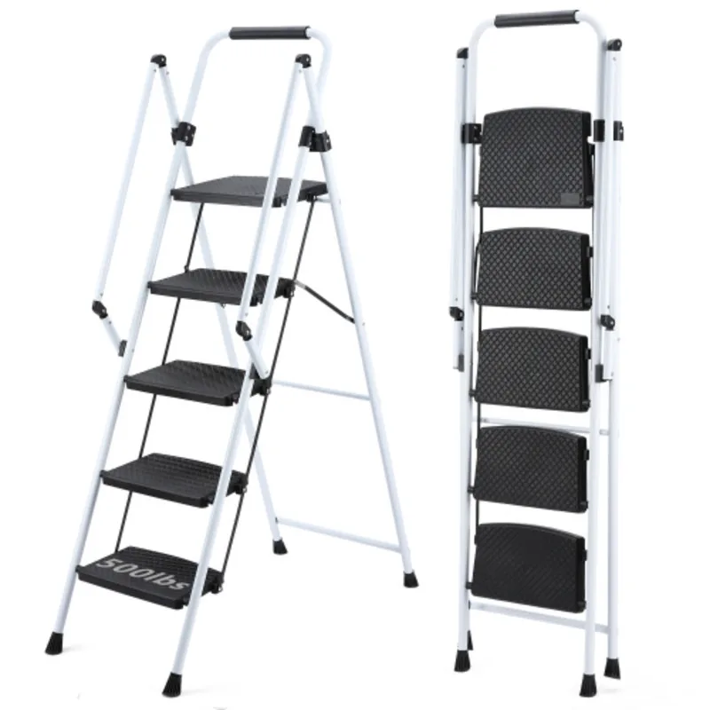 

Folding Stool Wide Pedals Ladder Carbon Steel Folding Ladder Home Furniture Thicken Herringbone Ladder Indoor Multifunctional