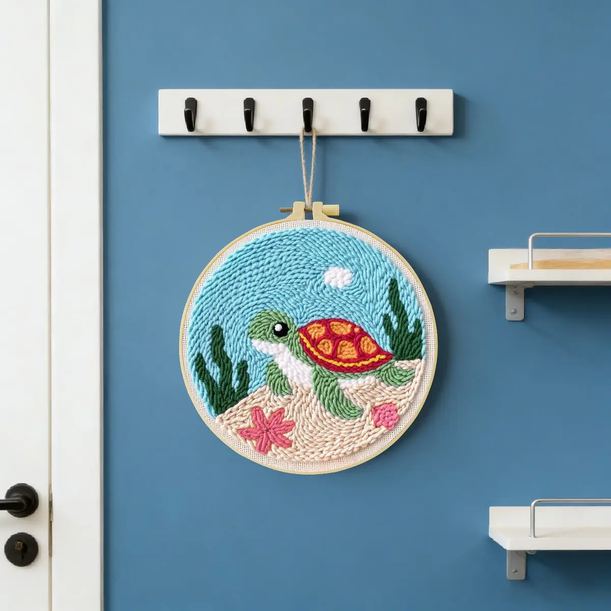 20X20CM/7,87 Zoll Tier - Meeresschildkröte Stanznadel-Stickset, Stickerei-Kit, gestrickte Stickerei, DIY, handgemachtes Geschenk – Detail 1