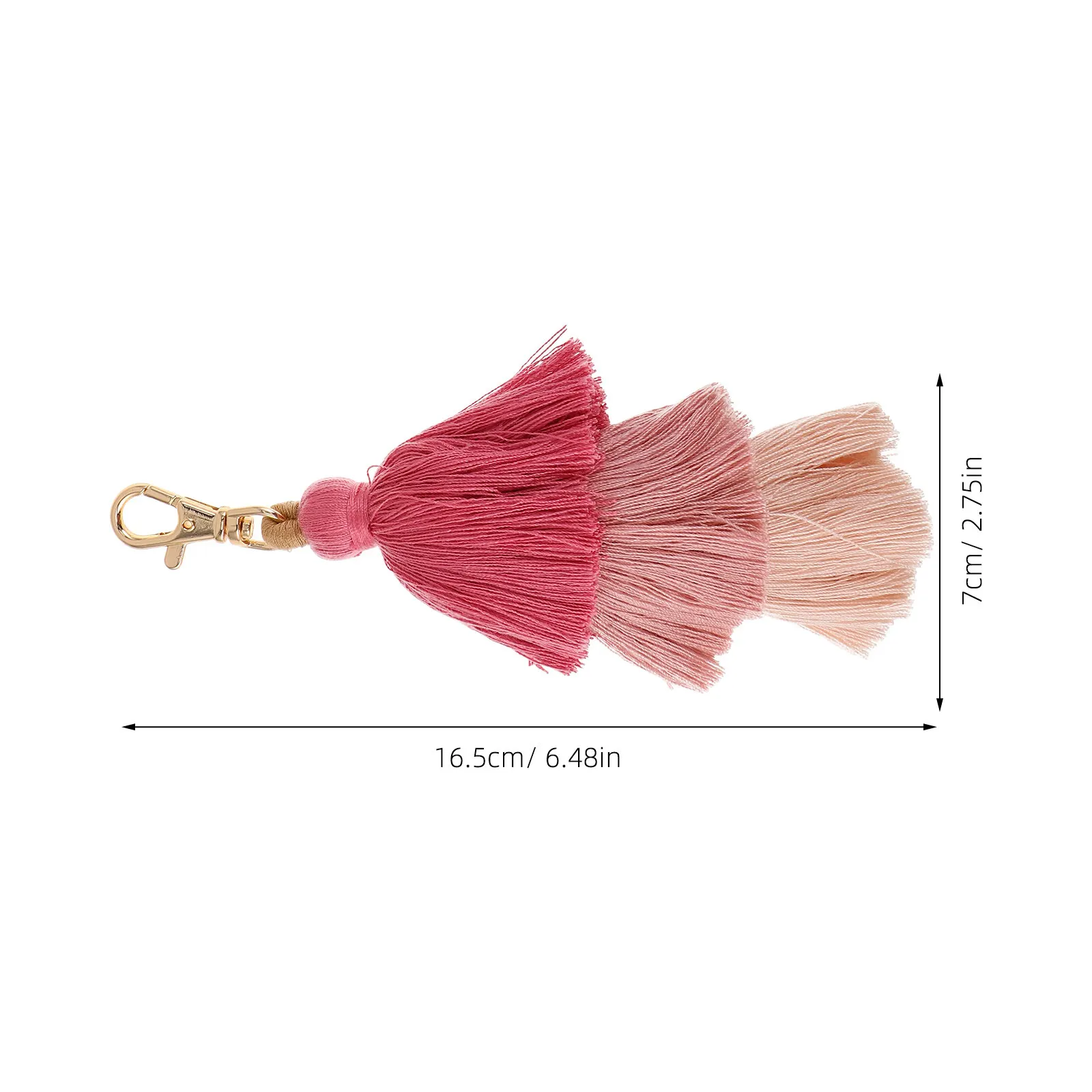 3Pcs Handmade Boho Bohemian Tassel Keychain Cotton Layered Pendant Bag Charm for Backpacks Purse Decoration Accessories - view 4
