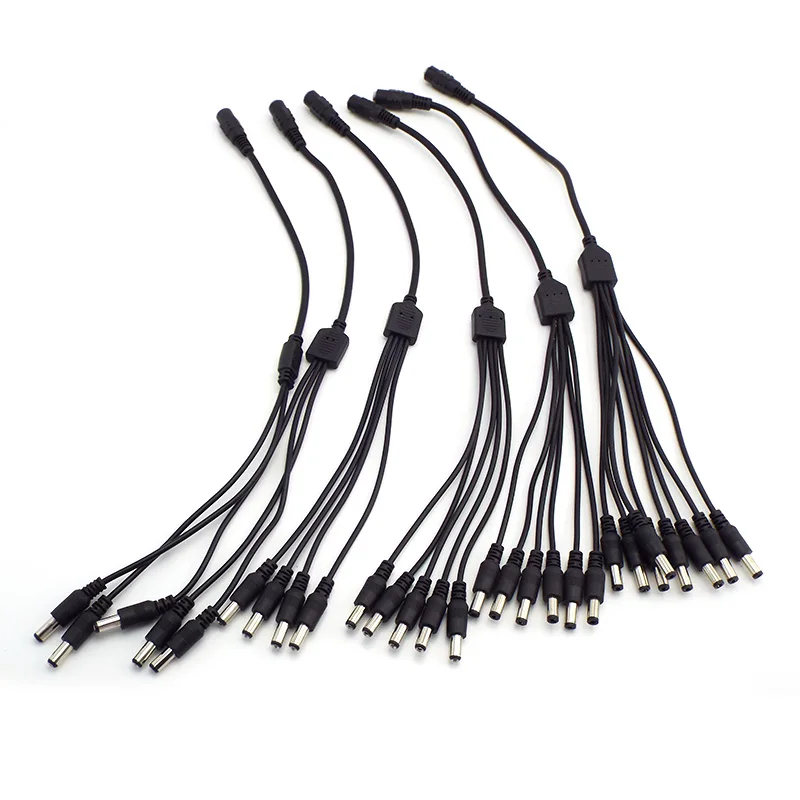 Cable de extensión divisor de potencia de 12V CC, conector macho y hembra de 5,5x2,1mm para cámara CCTV, adaptador de CA de tira de luz LED