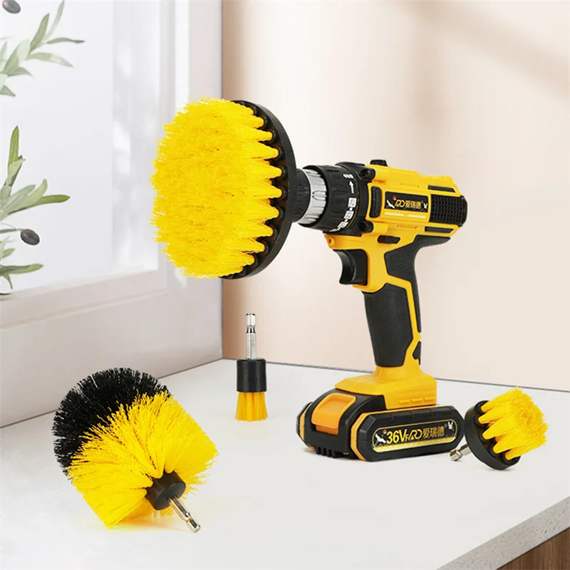 3/4/5Pcs Electric Scrubber Brush Drill Brush Kit Power Drills Scrubber Brush For Carpet Glass Car Tires Nylon Brushes 2/3.5/4/5\