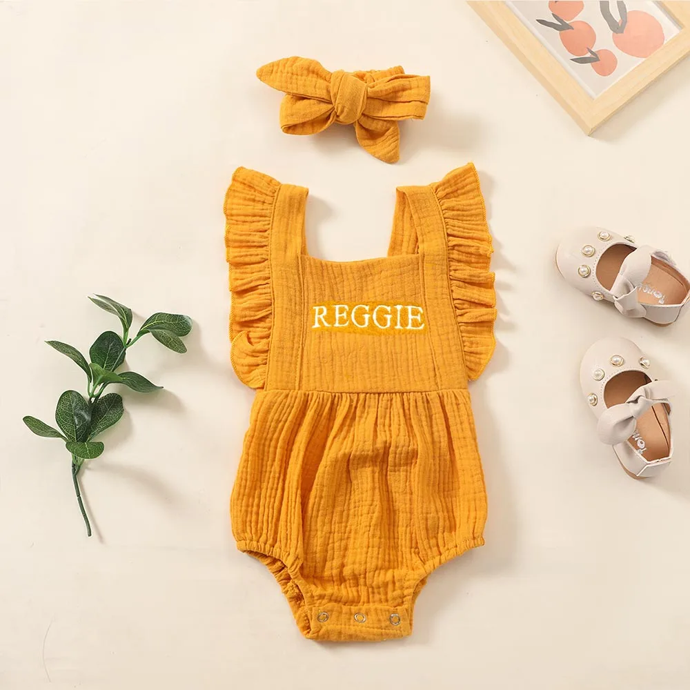 New Personalized Baby Romper Custom Embroidered Name Monogram Baby Outfit Baby Shower Personalized Baby Girl Outfit