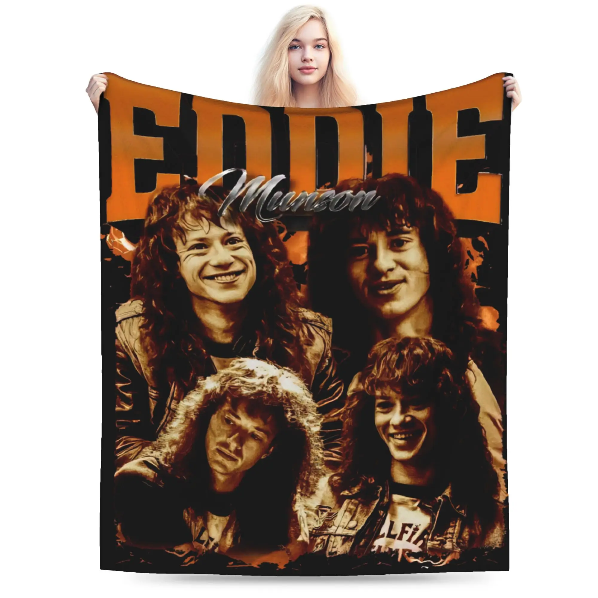 Eddie Munson  Flannel Blankets Winter American TV Series Super Warm Bedding Throws for Children Couch Bed Graphic Sofa Bed Cover