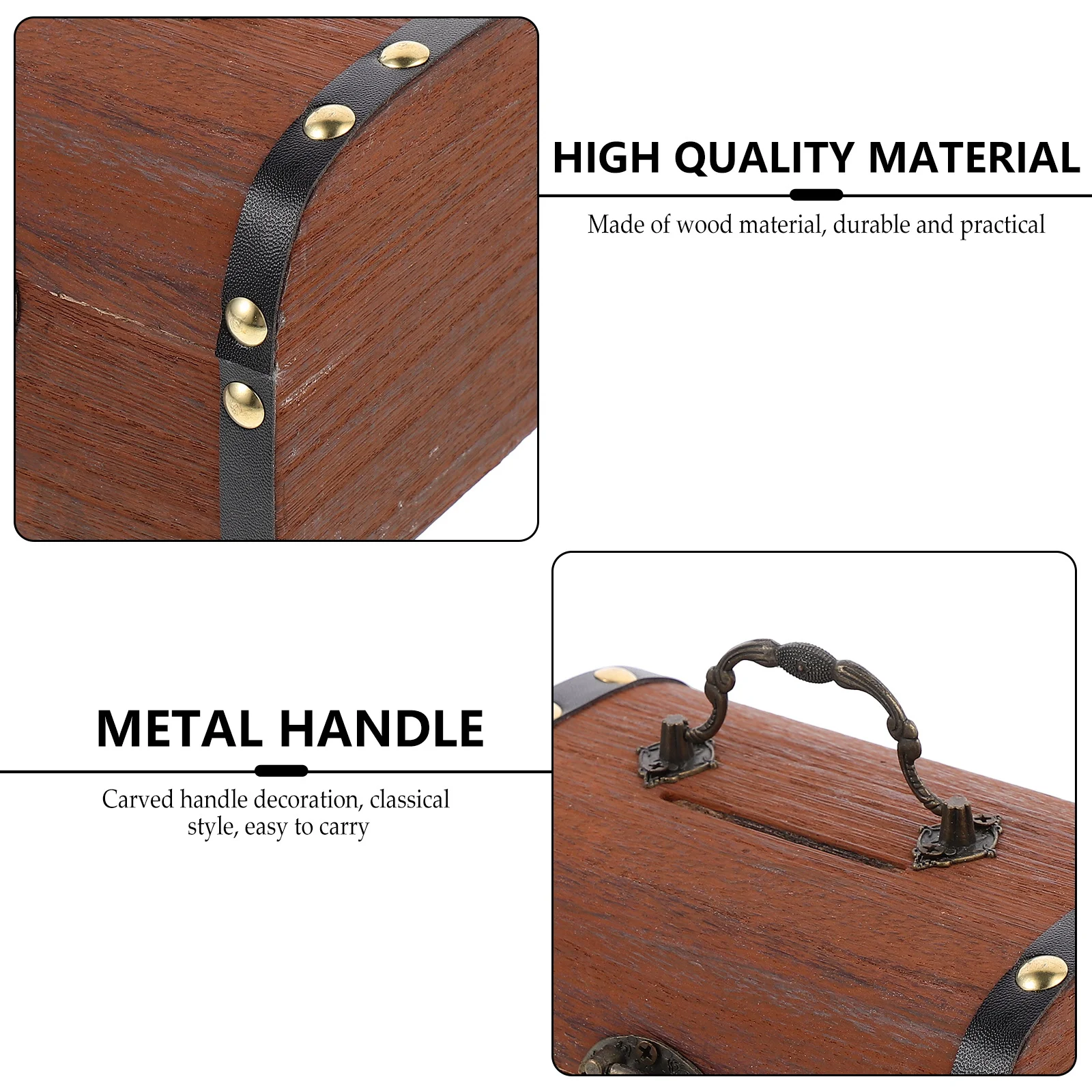 

with Cover Solid Wood Piggy Bank Code Treasure Chest for Savings