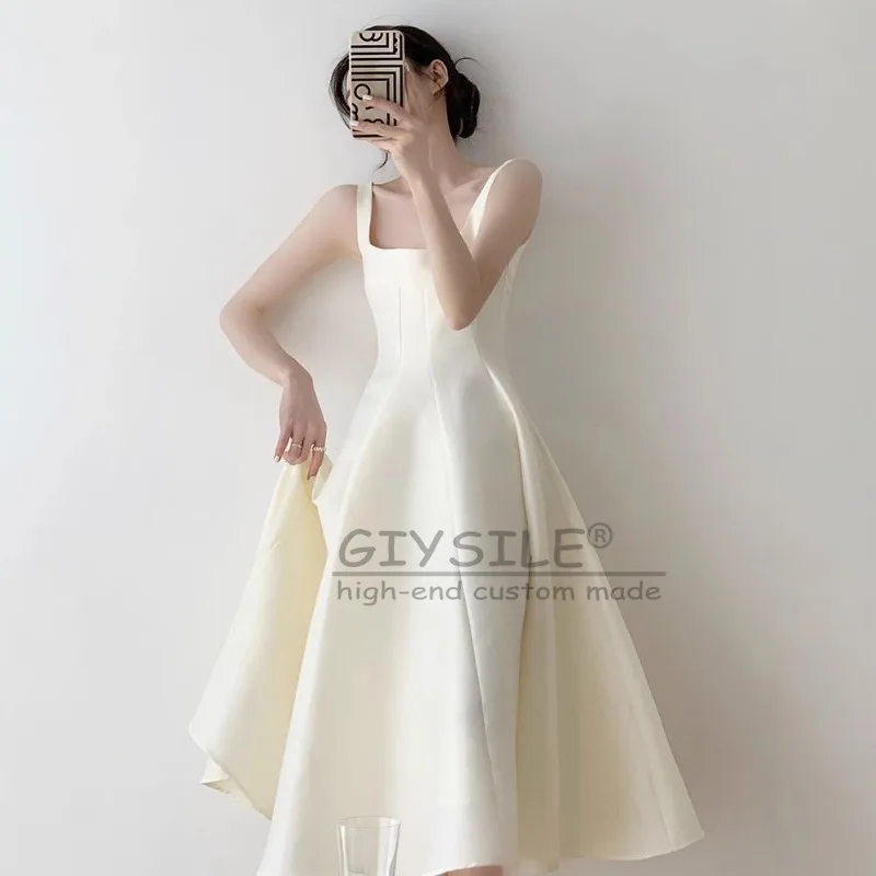 GIYSILE فستان زفاف جديد بسيط أبيض 2026 فستان زفاف خفيف فستان رسمي للنساء فساتين سهرة أنيقة