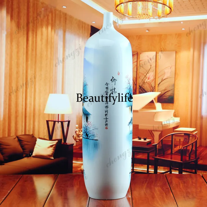 Jingdezhen ceramic red ornament flower arrangement porcelain decoration home living room chinoiserie vase