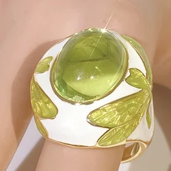 Newest Fashion Women Big Ring For Women Luxury Vintage Green Gem Fine Jewelry Party Anniversary Gifts Wholesale Ladies Anillos