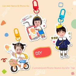 Customized Acrylic Photo Name Tag For Children's Hanging On Schoolbag Personal Name Tag Cartoon Pendant For Kids Gift Stationery