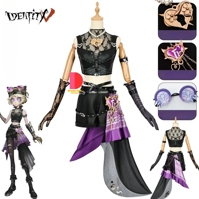 

New Cos Identity V Ghost Girl Mechanic Tracy Reznik Cosplay Costume Glasses Full Set Women Christmas Halloween Party Love Live