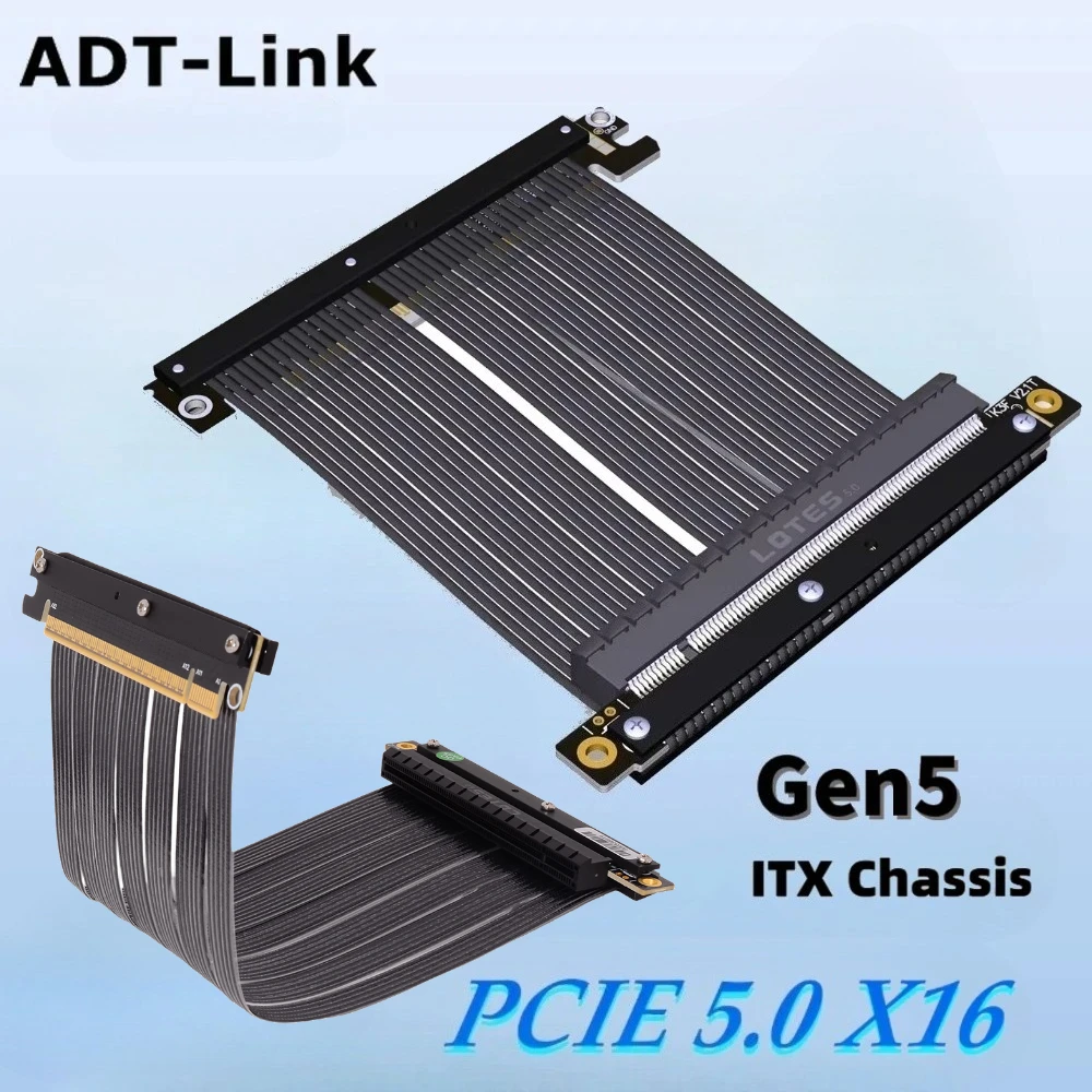 

Кабель Riser Ultra PCIe 5.0 X16 [RTX5090 RX9070xt] Экранированное высокоскоростное вертикальное крепление для игр PCI Express Gen 5 для ITX A4