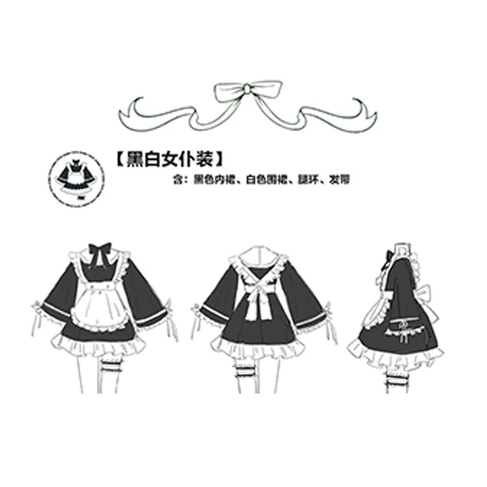 

1/12 Girl Dress Black And white Maid Dress Maid Dress Accessory Model