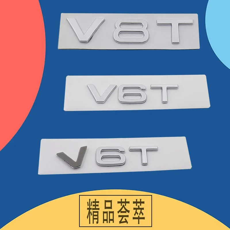 3D V8T V6T V6 V8 T car Hood Fender trunk Rear Bonnet Nameplate Decal Emblem Badge Sticker for A1 A3 A5 A6 A4 A7 Q3 Q5 Q7