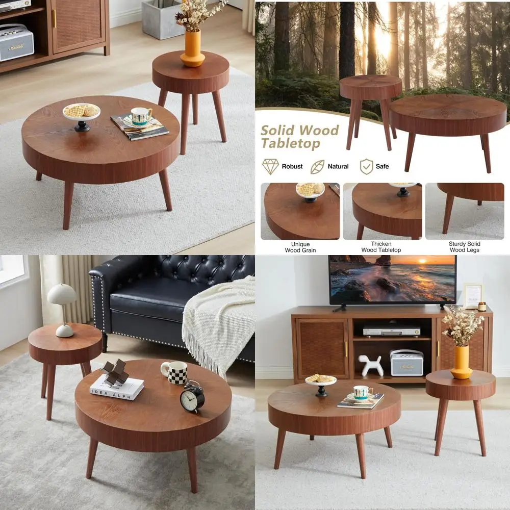 

Современные журнальные столики середины века, набор из 2 шт., приставные столики из орехового дерева с натуральной отделкой