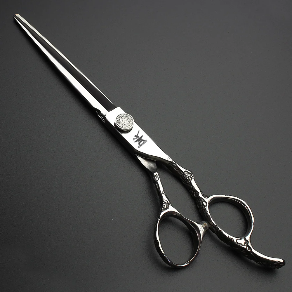 Tijeras para el cabello con mango estampado de rosas de 7 pulgadas, tijeras de corte para peluquería, fabricación de acero JP440 para tijeras de adelgazamiento