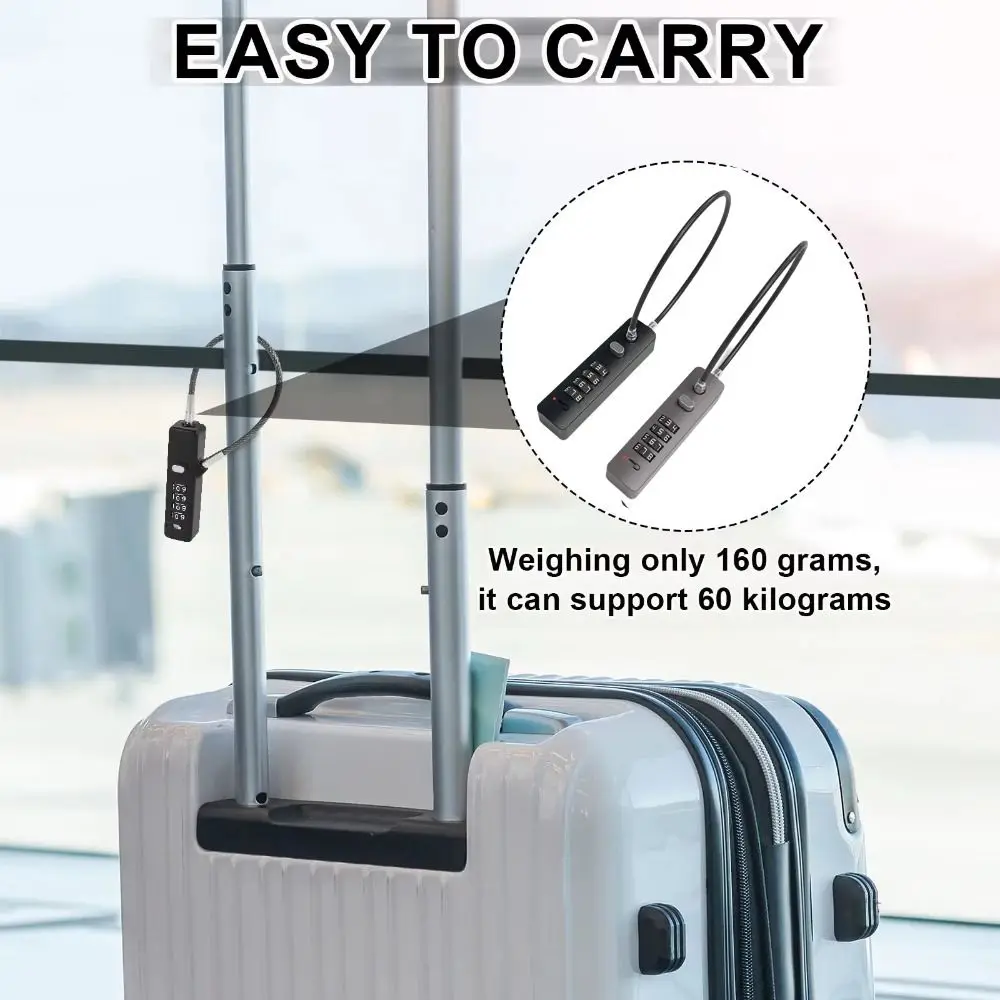 

4 Digit Combination Long Rope Cable Lock Thickened Anti-theft File Cabinet Padlock Resettable Code Soft Wire Password Lock
