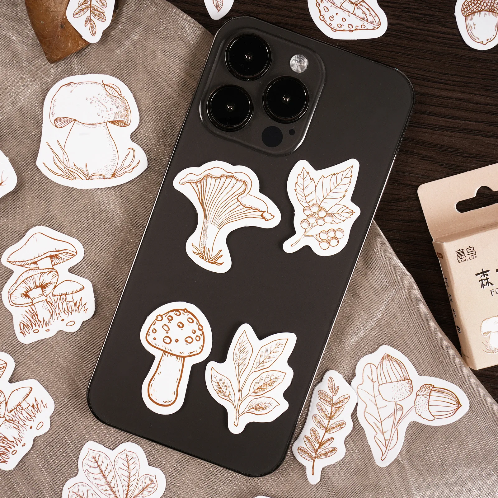 46pcs/lot Vintage Mushroom Leaves Stickers Collage Journal Travel Small Stickers Label Planner DIY Album Scrapbooking Stationery