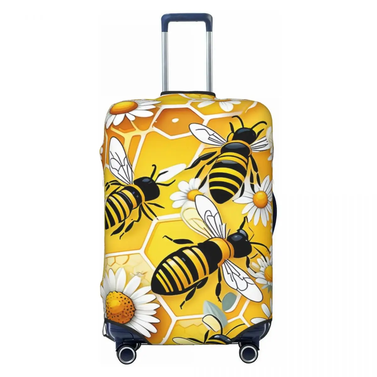 

Чехол для багажа с узором в виде пчел и ромашек, эластичный защитный чехол для дорожного чемодана, подходит для чемоданов размером 18-32 дюйма