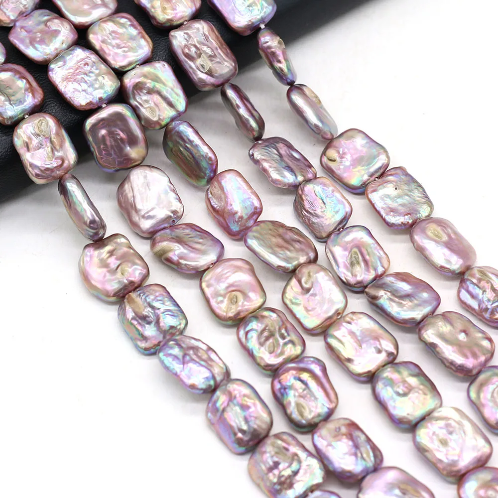 

Natural Freshwater Pearl Purple Baroque Rectangular Beads for DIY Making Women Charm Jewelry Necklace Bracelet 15-22mm