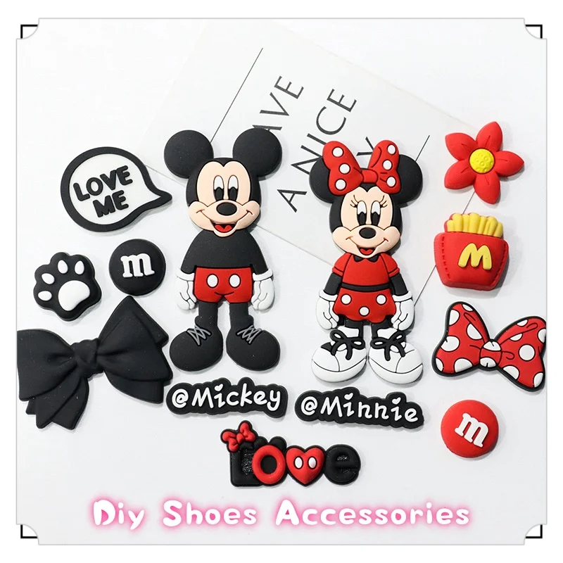 

MINISO Fun Mickey and Minne Cartoon Shoe Charms Durable Pvc Decorations For Footwear, Perfect For Personalizing Style