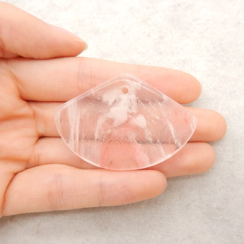 Cherry Agate Scallop-Shaped Pendant Polished Soft Pink Translucent Gemstone Jewelry Component for Crafting