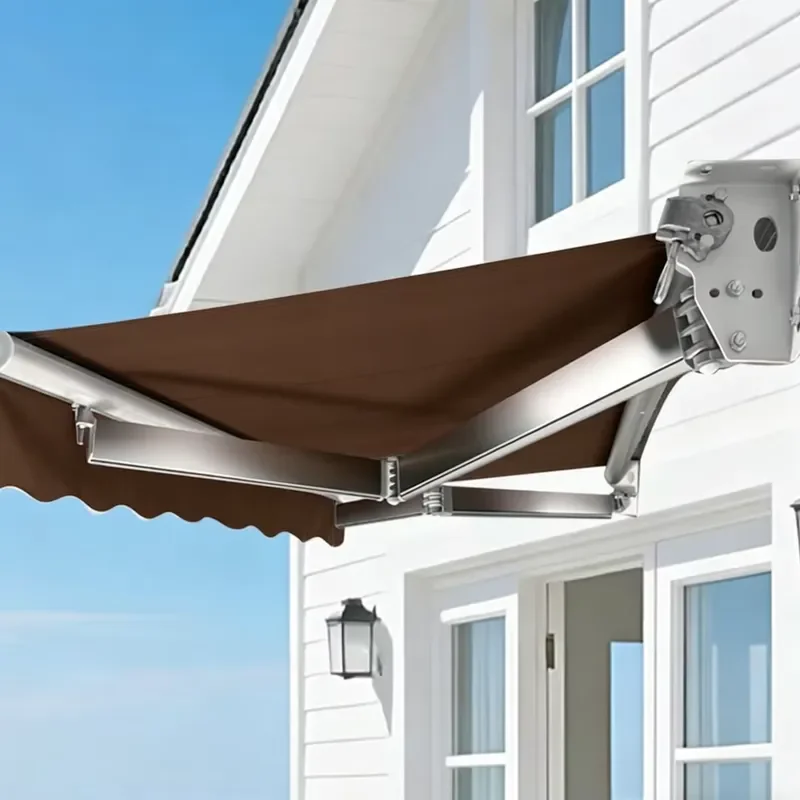 Windproof Durable Retractable Acrylic Awning for Aluminum Alloy Folding Arm Wall Mounted Remote Control Expandable Terrace