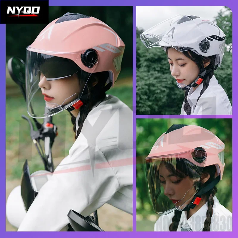 

AXK Electric Scooter Helmet Battery Motorcycle Helmet Summer Sunscreen Lightweight Men's Women's Universal Cute Hard Hat