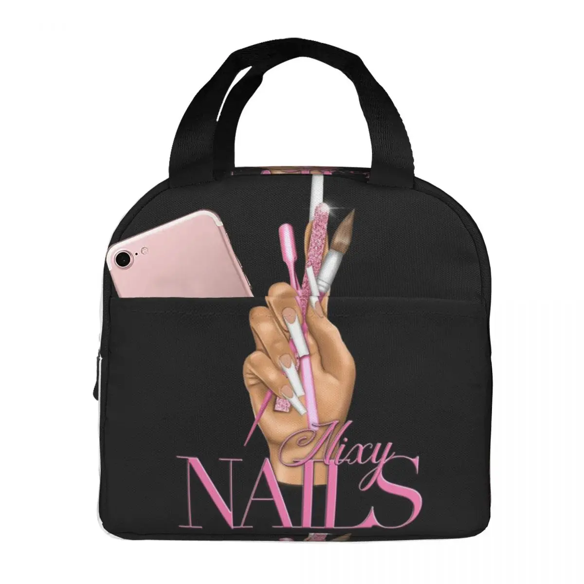 

Fashion Nail Polish Fingernail Manicure Tech Insulated Lunch Bag for Women Cooler Thermal Food Box Tote Lunch Boxes Container