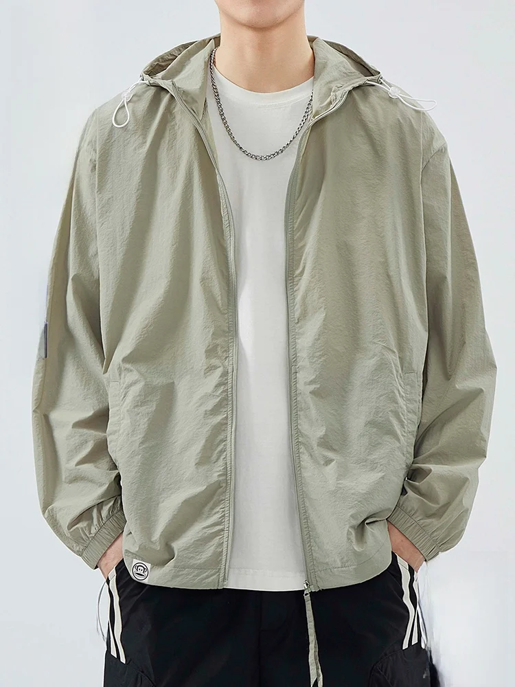 

PaulFrank Ice Silk Men's Summer Lightweight Outdoor Casual Sun Protection Clothing Long Sve Hooded Zipper Pure Color Fai...