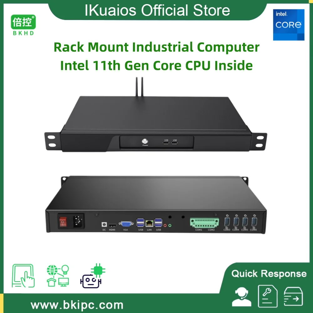 Ikuaios 1u rack mount ipc im Kern der 11. Generation 6 com rs232 rs485 geeignet für die Automatisierung iot win10 11 ubuntu 1449-ti4