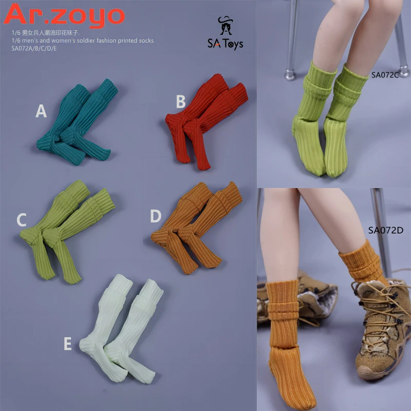 SA Toys-Calcetines a rayas de tubo medio para hombre y mujer, medias de Color sólido, accesorios de ropa, cuerpo de figura de acción, 12