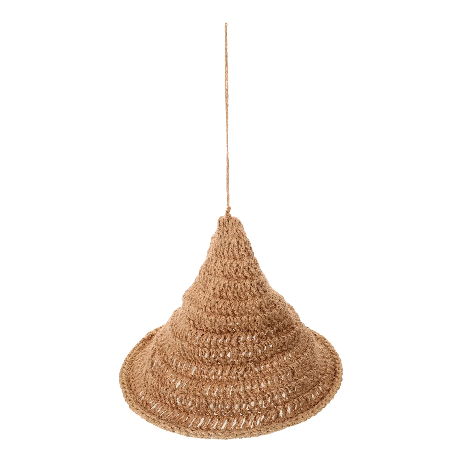 

Wizard Hat Shaped Handwoven Jute Rope Pendant Lamp Shade Boho Woven Light Fixture for Dining Room Living Space Festival Ambiance