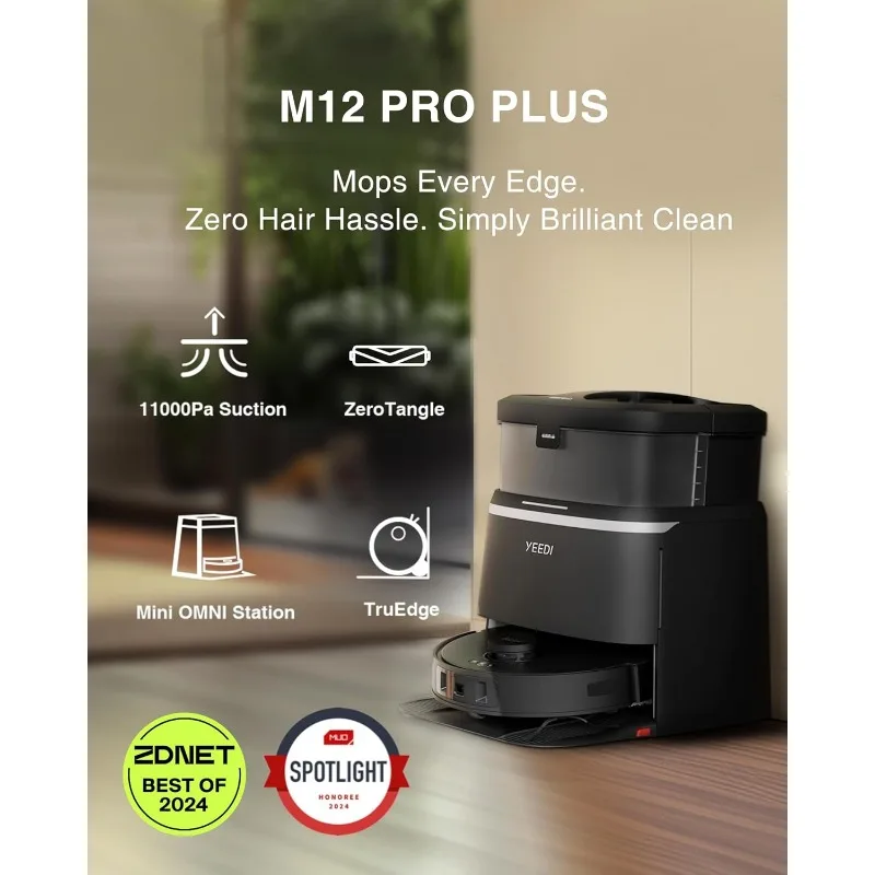 Robot Vacuum and Mop, 11000Pa Strong Suction, ZeroTangle Technology, TruEdge Deep Mopping, Auto Mop Washing/Drying, Auto Mopping