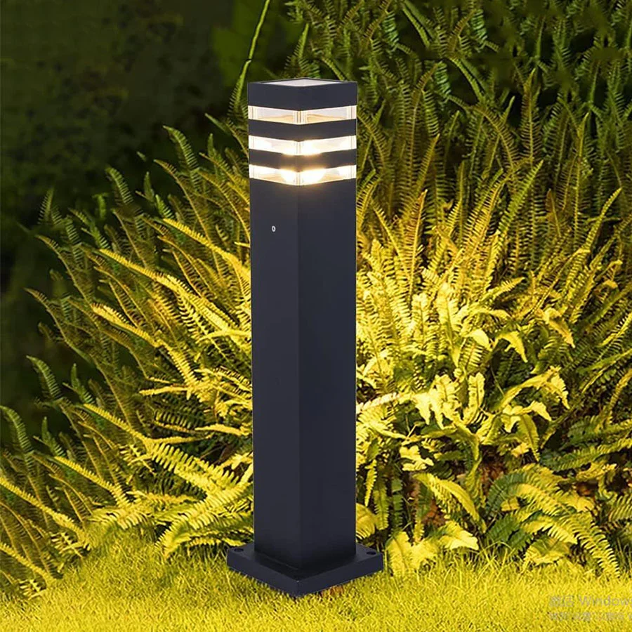 12W Outdoor Garden Patio Lawn Lamp E27 Modern Villa Hotel Courtyard Landscape Light Waterproof Pathway Stand Pole Bollards Light