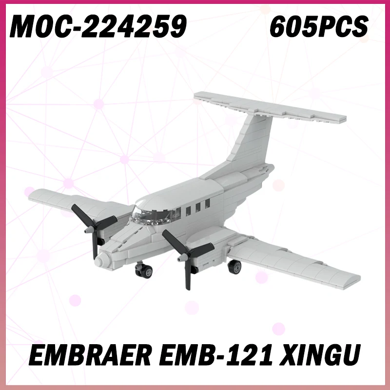 605-pieces-moc-224259-bricolage-embraer-emb-121-xingu-bloc-de-construction-modele-brique-ensemble-cadeau-creatif-decoration-de-bureau-noel-halloween