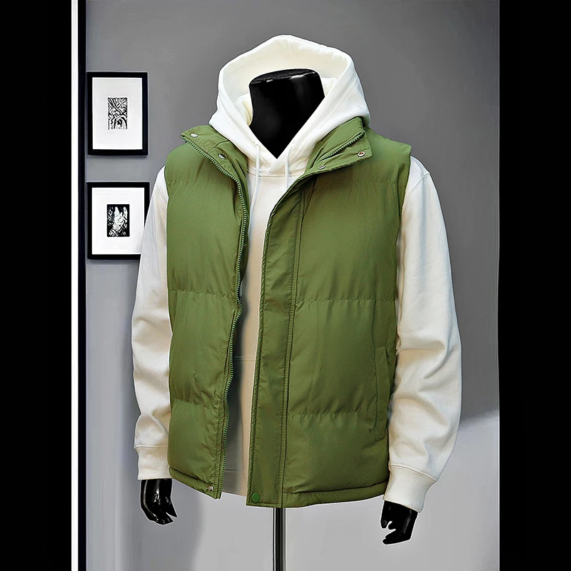 秋冬暖かメンズベストスポーツジャケットノースリーブユース男性アウターウェアフリップカラーファッショナブルカジュアルバックレストップ