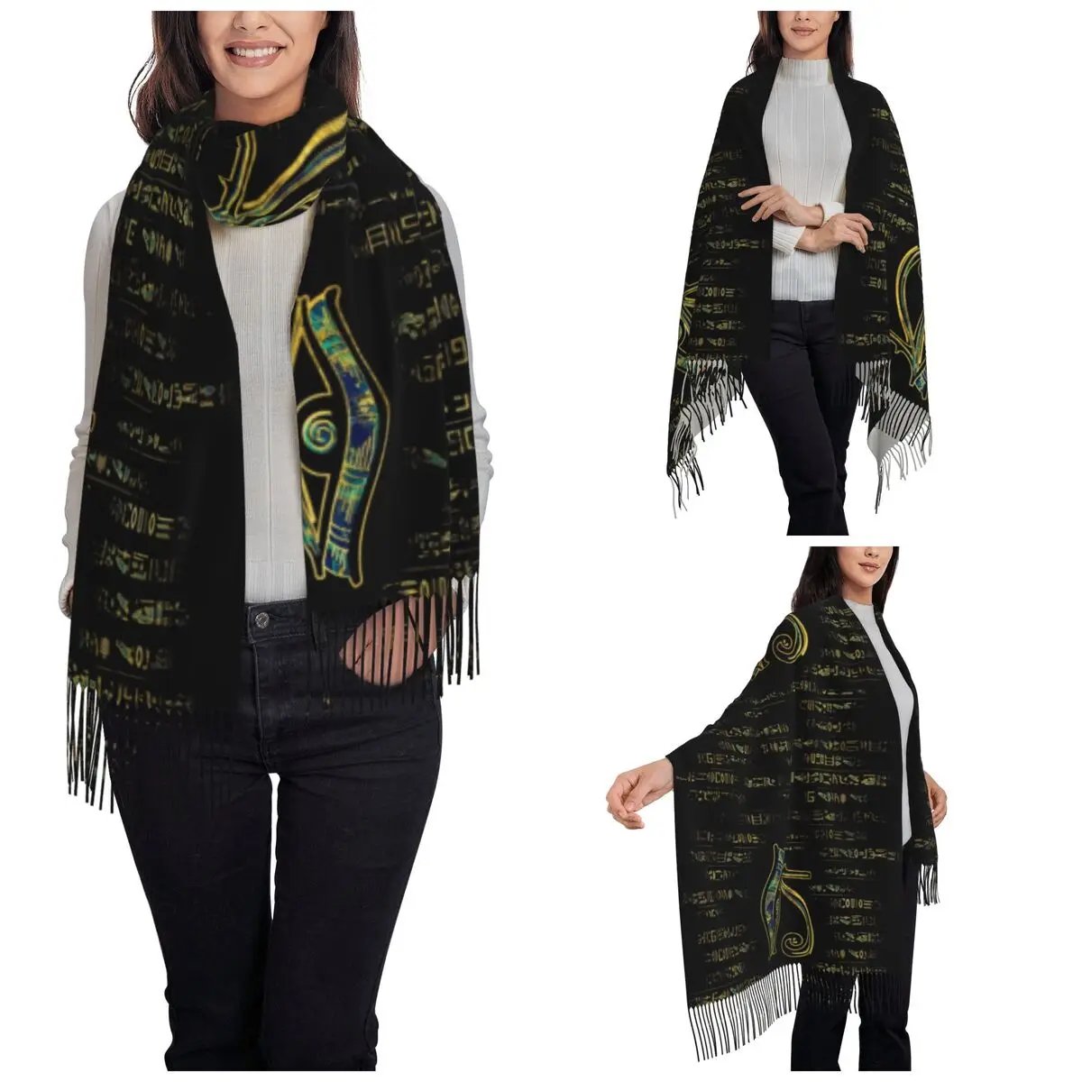 Egyptian Eye Of Horus Scarf for Women Fall Winter Shawl Wrap Ancient Egypt Long Large Shawl Scarf Daily Wear