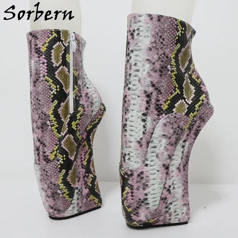 Sorbern الملونة بيثون أحذية الباليه للنساء Heelless زمم الجوارب القصيرة الوثن Sm التمهيد مخصص متعدد الألوان #2